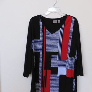 CHICO's size 3 Geometric print 3/4 sleeve tunic